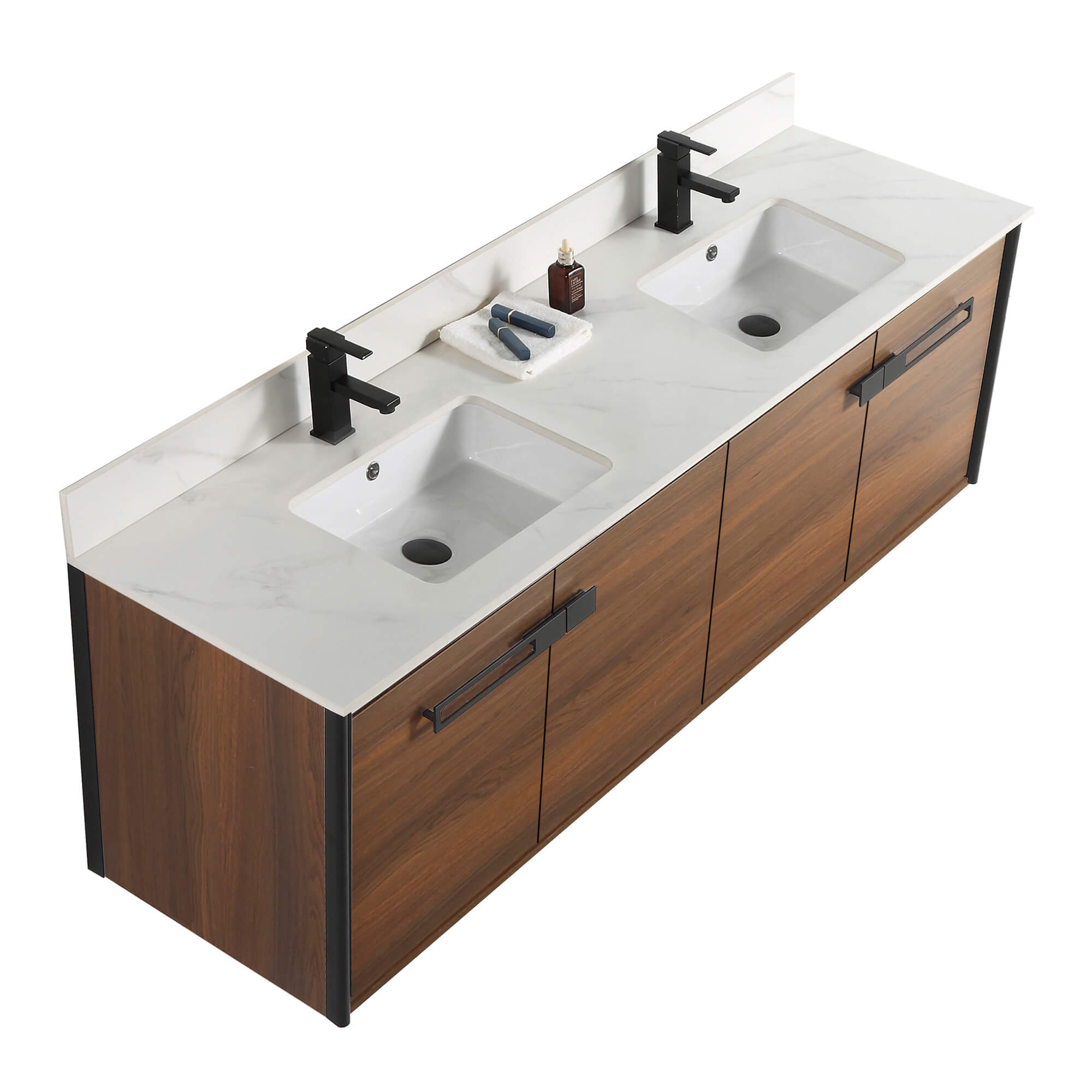Latitude Run® 72'' Wall Mounted Double Bathroom Vanity with Carrara