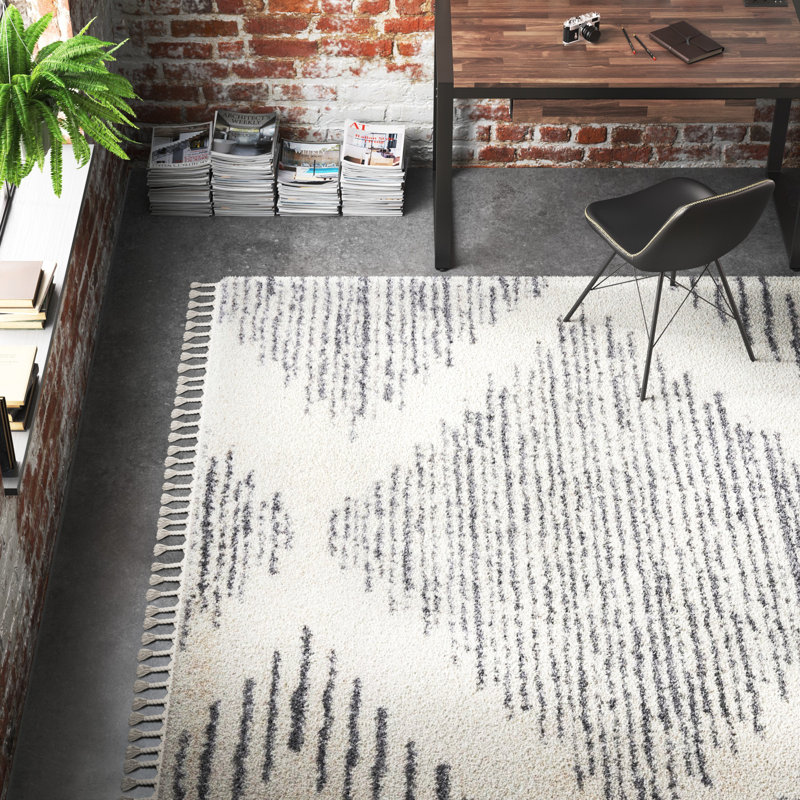 Steelside™ Rodney Performance White Rug & Reviews | Wayfair
