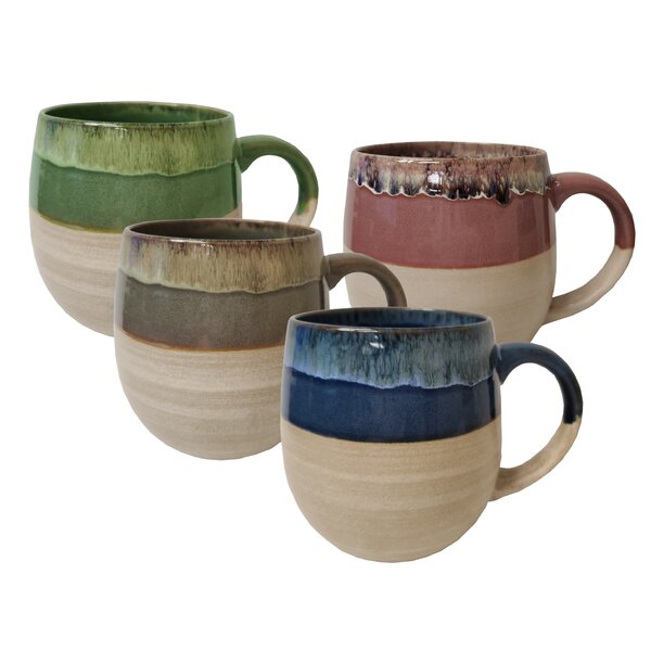 Pink, Yellow, Blue and Green Home-X Microwave Soup Mug Set of 4 Colors with Lids 