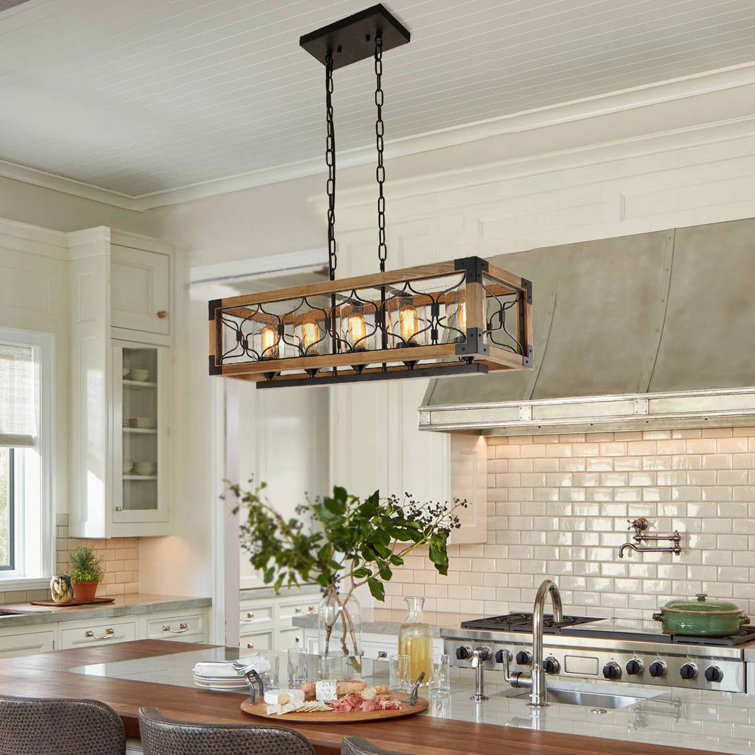 Gracie Oaks 5 Lights Kitchen Linear Chandelier Dining Room Island ...