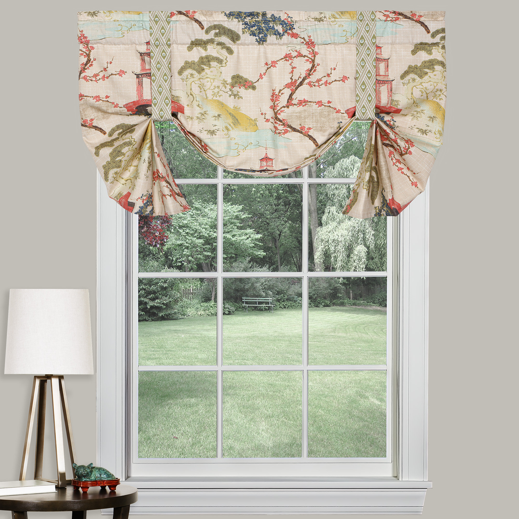 Winston Porter Desaulniers Floral Cotton TieUp 52'' Window Valance in