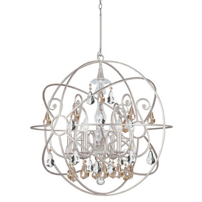 Cumberbatch 6 - Light Candle Style Globe Chandelier with Crystal Accents -  Rosdorf Park, DB0D394D86B1448FA15EAA88DFAAE197