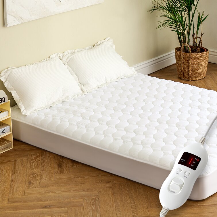 Heated Mattress Pad Queen Size Electric Mattress Pads Electric Bed Warmer Fit up to 21 with 8 Heat Settings Dual Controller 10 Hours Auto Shut Off 