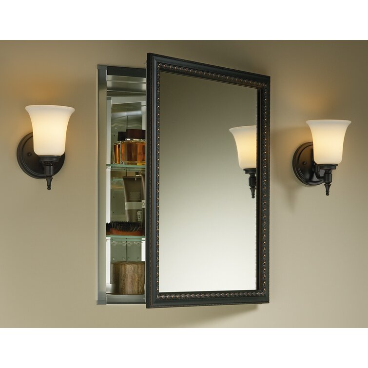 2967-BR1 Recessed or Surface Mount Framed 1 Door Medicine Cabinet with 2 Adjustable Shelves - 1