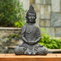 Grey Granite Stone Effect Resin Lucky Buddha Ornaments Home or Garden 