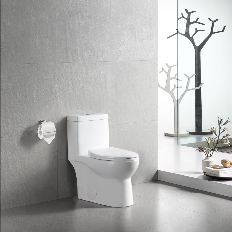 Dual-Flush Elongated One-Piece Toilet with Glazed Surface (Seat Included)