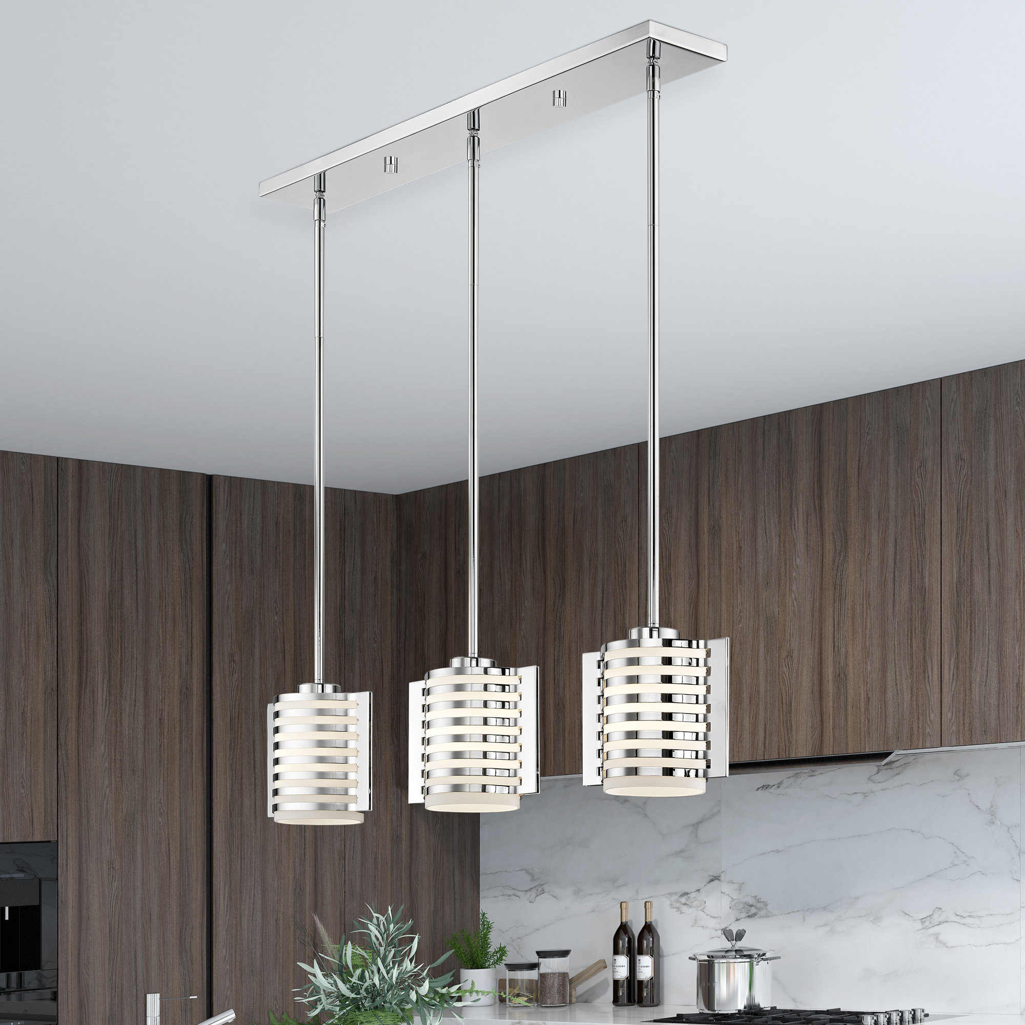 Orren Ellis Zaakirah 3 Light Kitchen Island Linear Pendant & Reviews