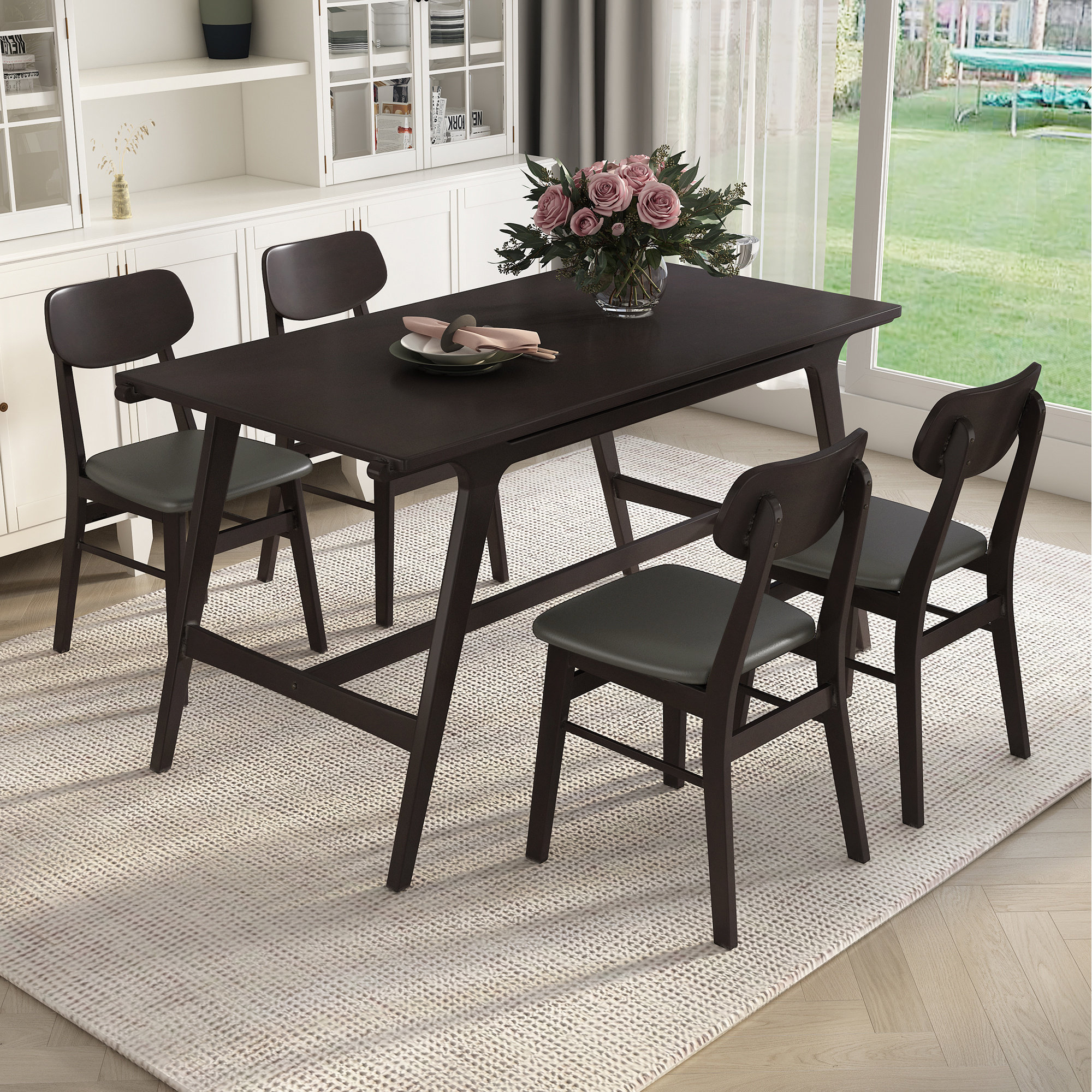 Oliver 5Piece MidCentury Style Dining Table Set Kitchen Table
