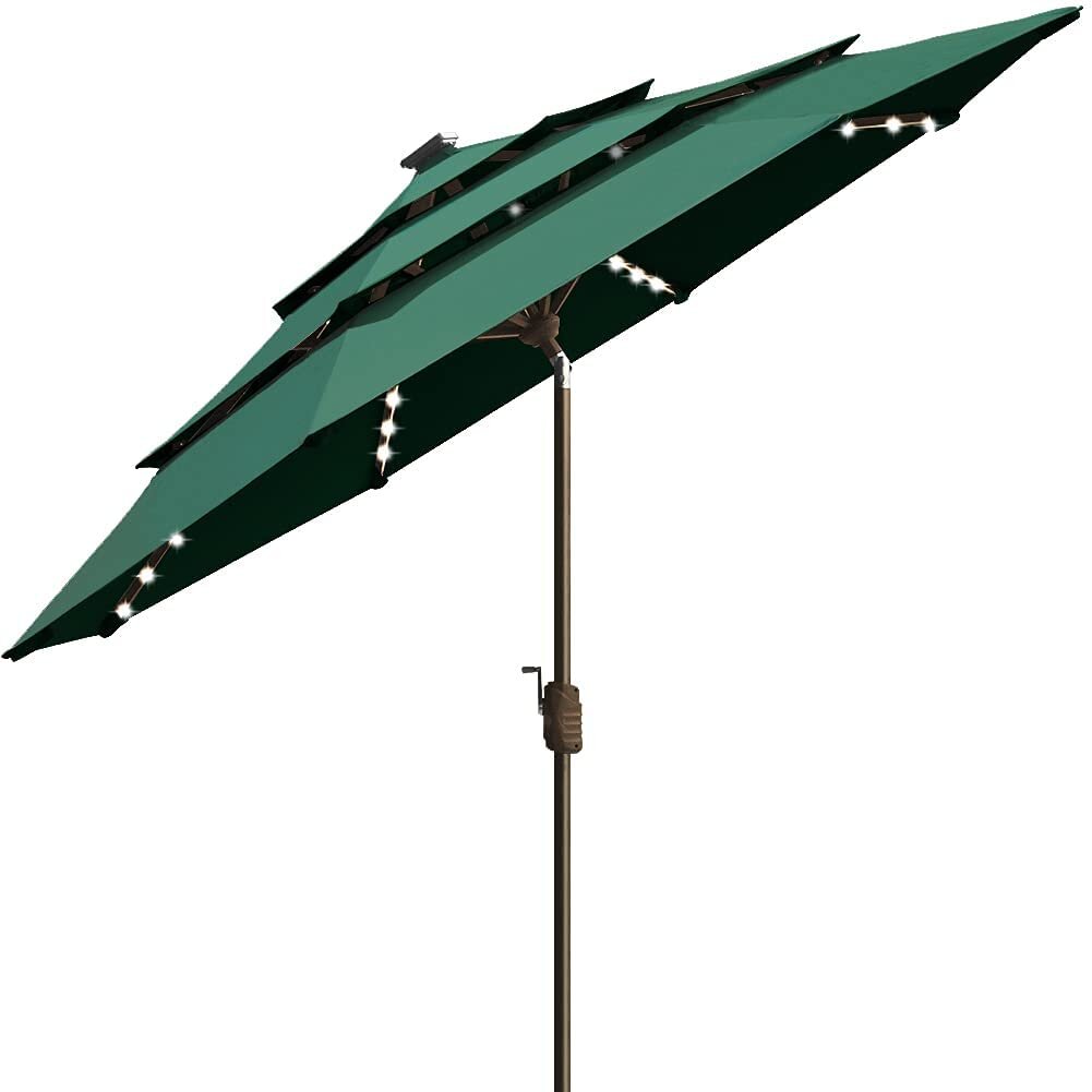 EliteShade Sunbrella 9Ft Market Umbrella Patio Outdoor Table Umbrella with Ventilation and 5 Years Non-Fading Top,Heather Beige 