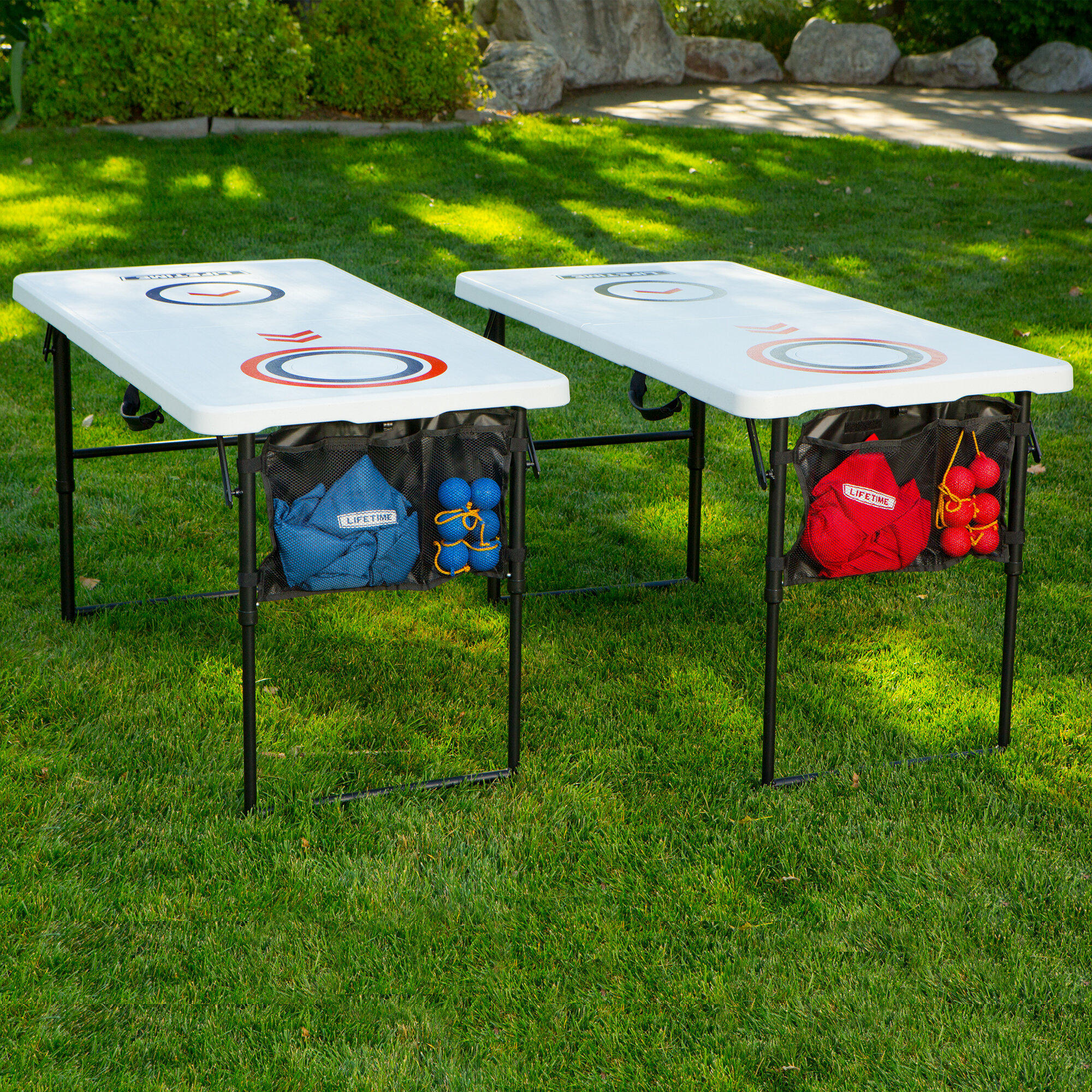48 x 24 x 27.5 inches; 48 Pounds Lifetime Heavy Duty Outdoor Cornhole Ladderball Game and Table Combo Set 