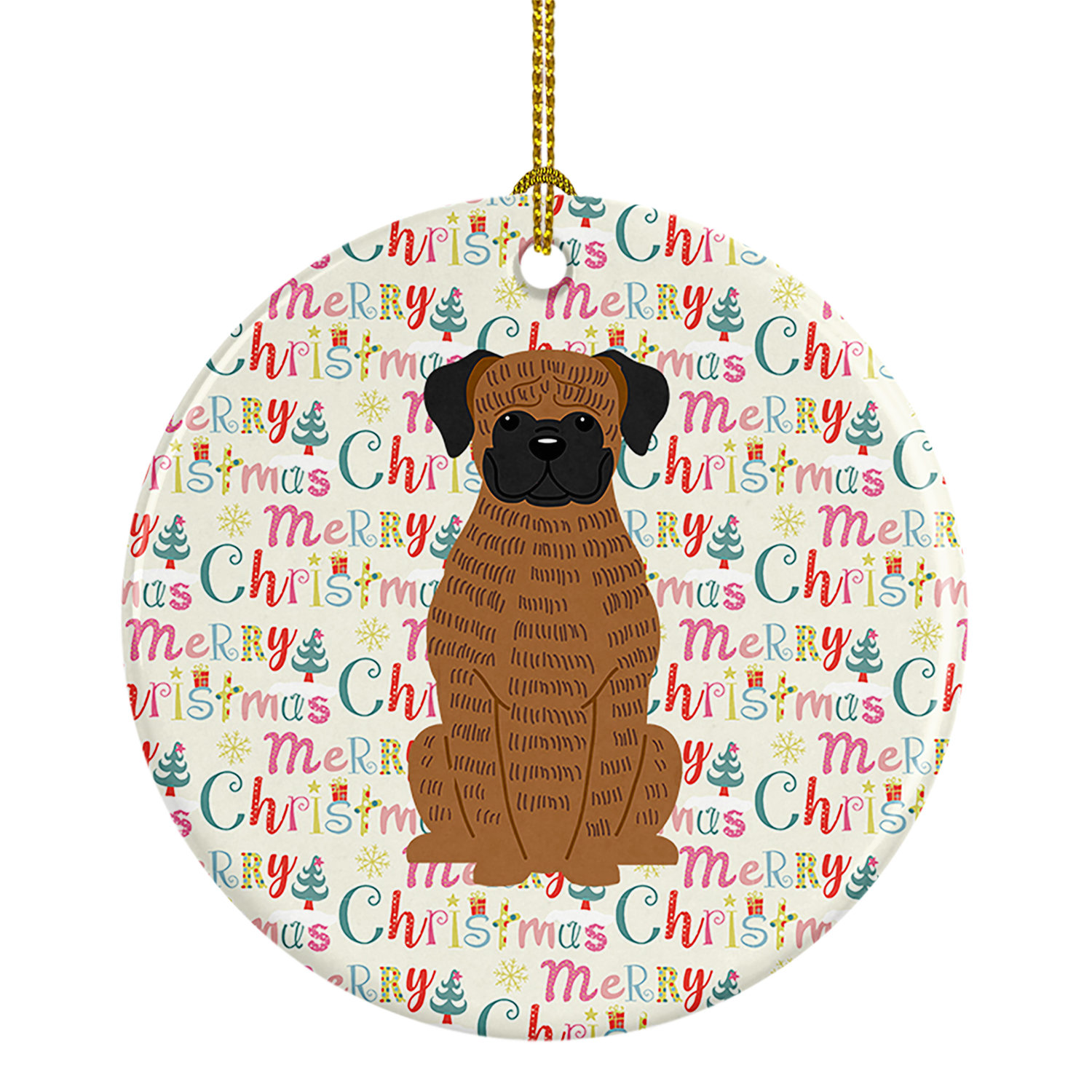 The Holiday Aisle® Merry Christmas Brindle Boxer Hanging Figurine