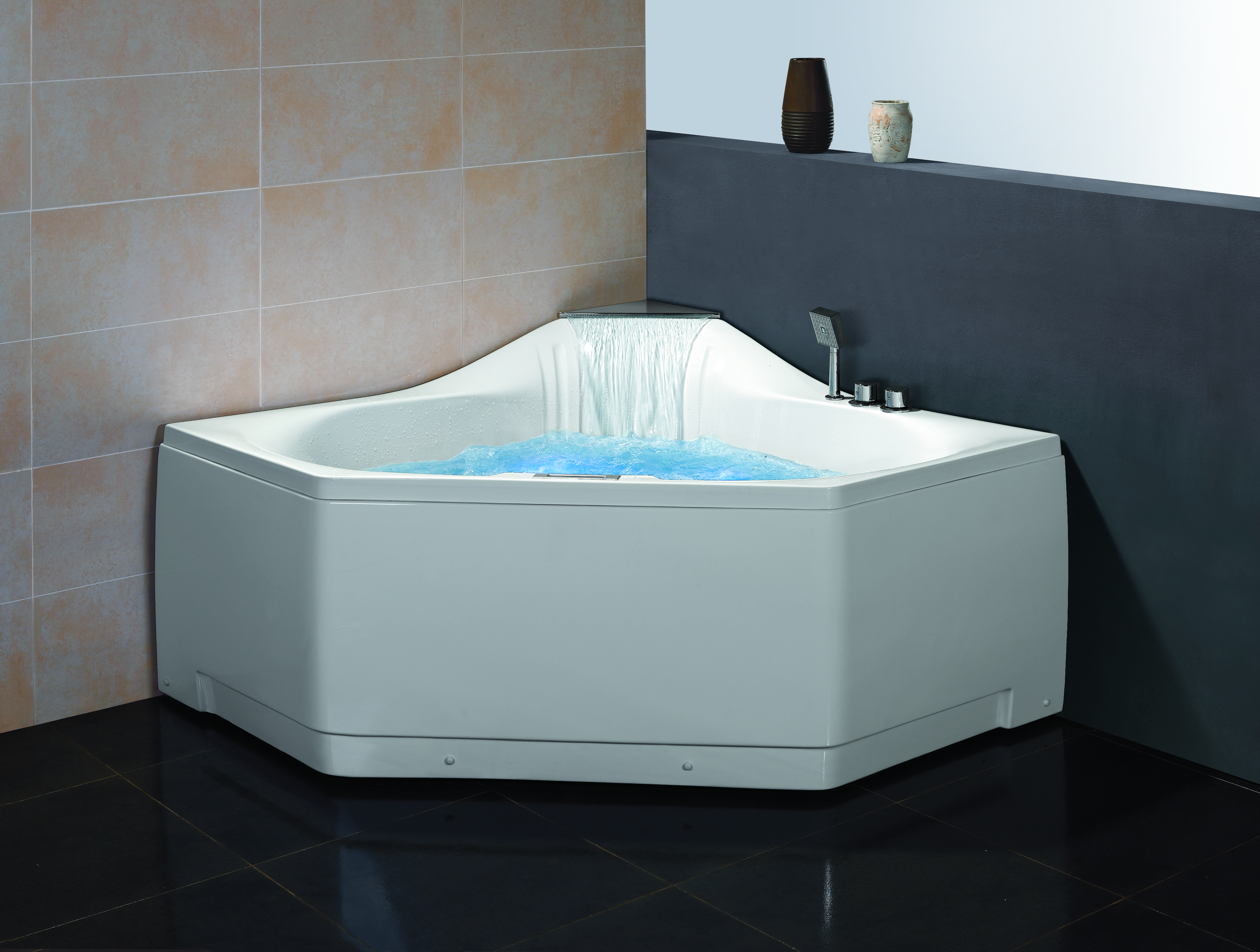 Ariel Bath 59'' x 59'' Corner Whirlpool Porcelain Enameled Steel