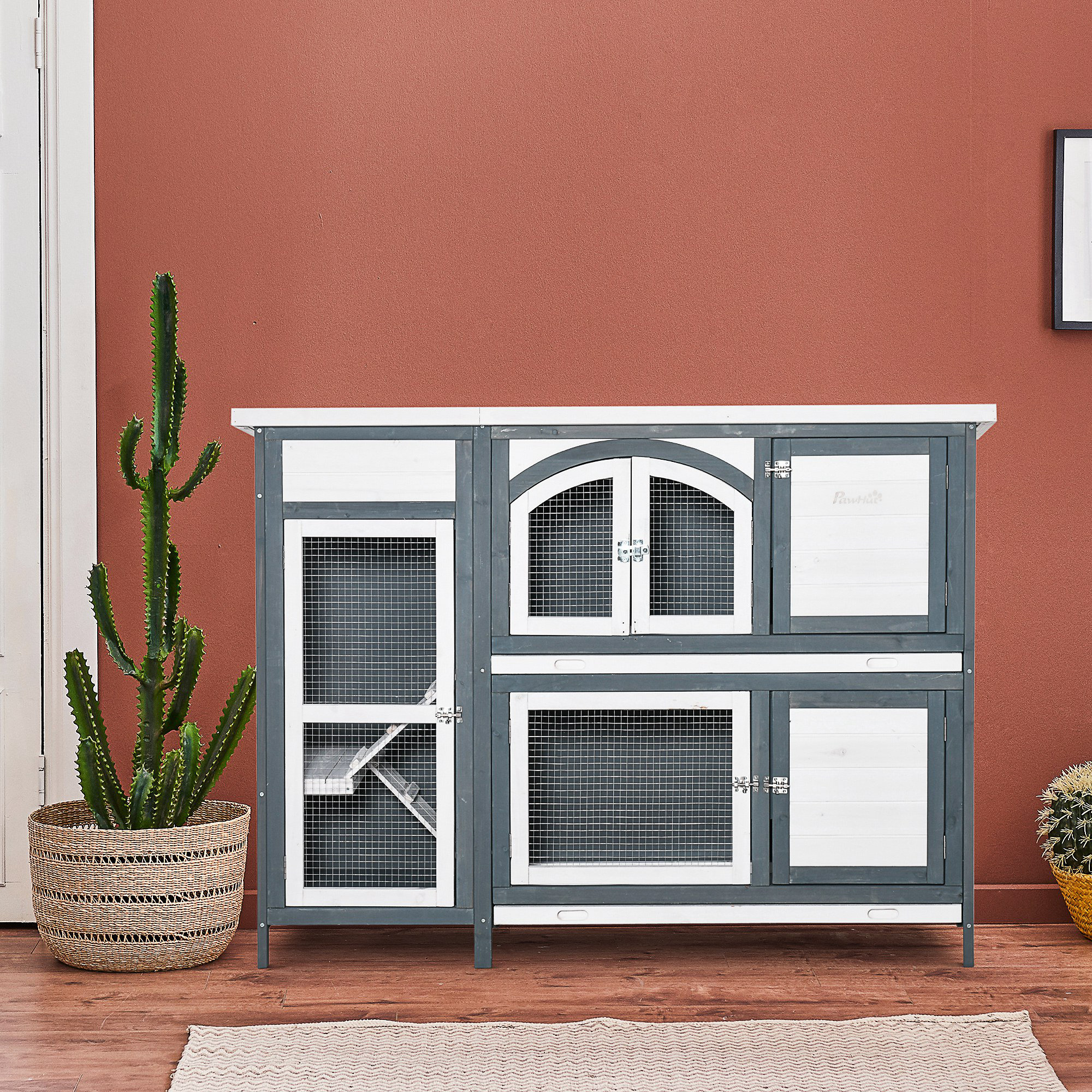 Pawhut Weather Resistant Rabbit Hutch with Ramp Wayfair