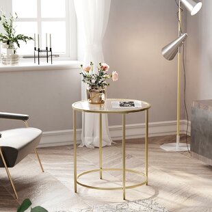 Side Tables Round Small End Table Unique Accent Glass Bedside Stand Bedroom NEW 