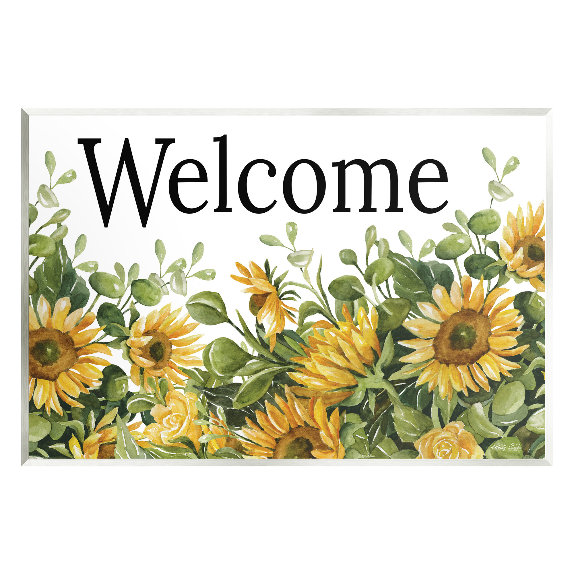 Stupell Industries Welcome Sign Blooming Sunflower Field by - Unframed ...