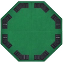 Oval 9 Player Folding Poker Table Foldable Casino Tabletop Green Upholstery 