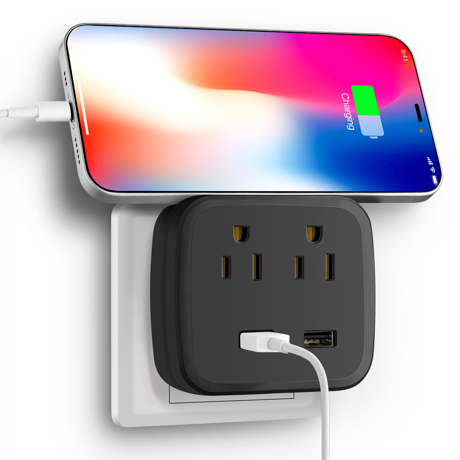 bbjy Multiplug Outlet Extender With Surge Protector, 2 Ac Outlet