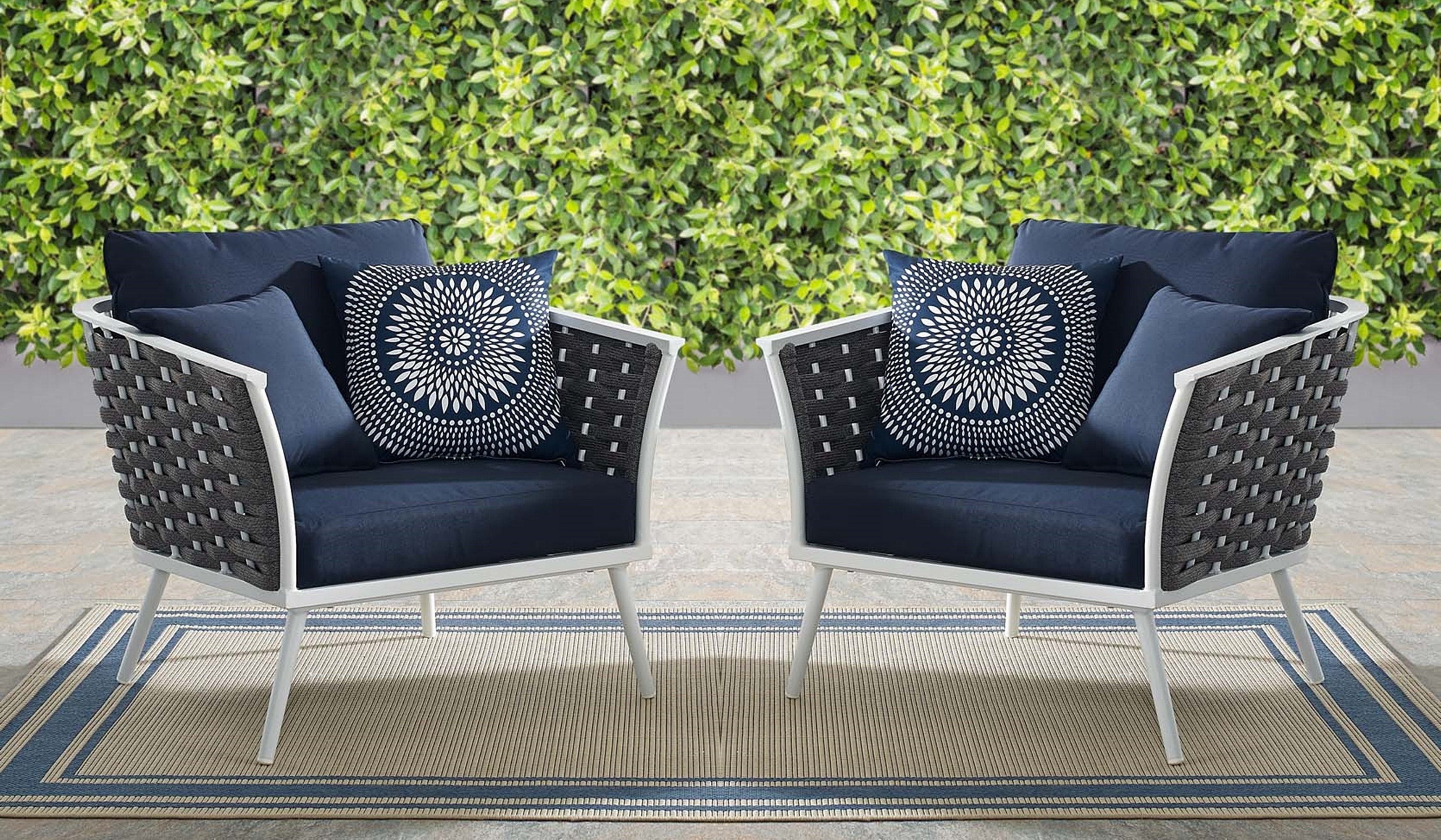 Corrigan Studio® Holldorff Modern Grey And White Outdoor Dining Chairs