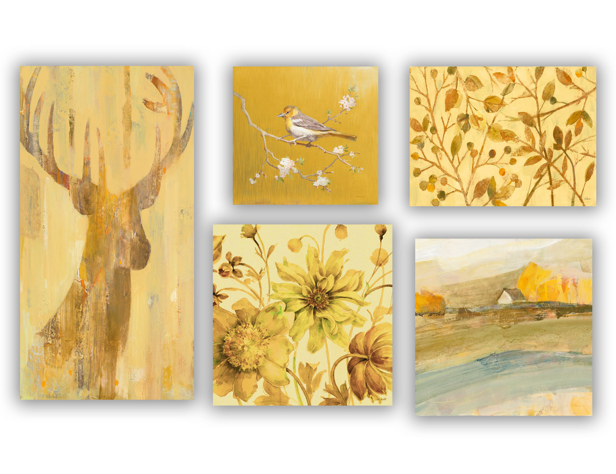 East Urban Home 5 Piece Wrapped Canvas Gallery Wall Set Wayfair