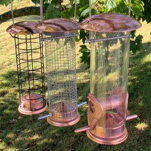 Large Silver Metal Hanging Nut Bird Feeder Easy Fill Wild Bird Feeding Station 