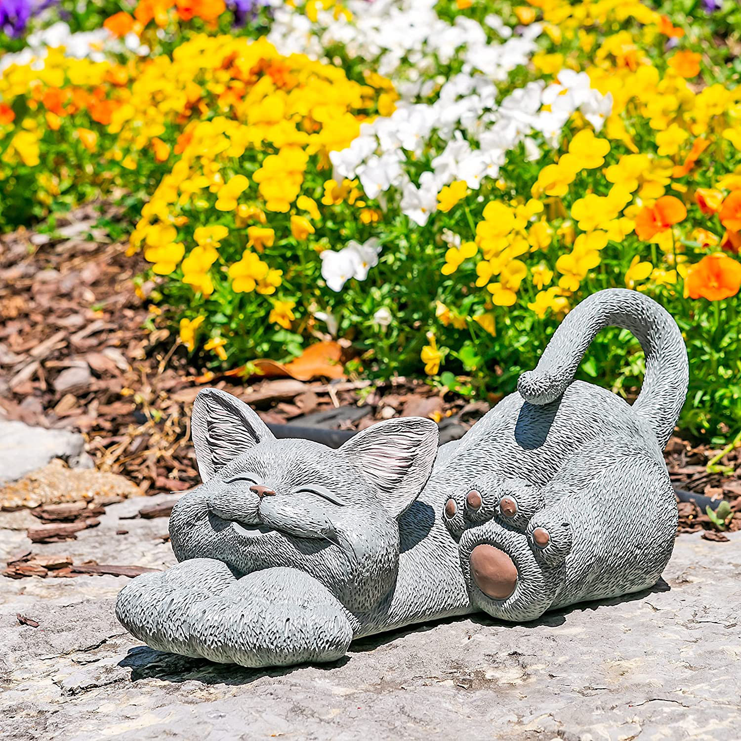 Trinx Whimsical Smiling Cat Garden Statue & Reviews Wayfair