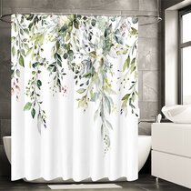 Yellow Green Leaves Leaf Thin Vinyl Shower Curtain 72"x72" With Grommets 
