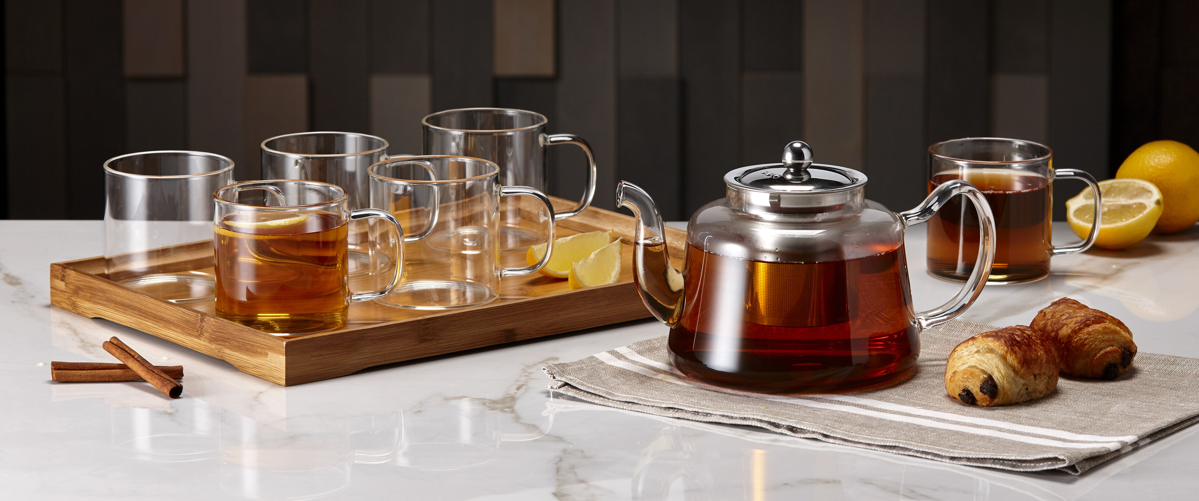 Ebern Designs Stannards Glass Tea Set for 38 oz. Stovetop Safe Glass Teapot & Reviews Wayfair
