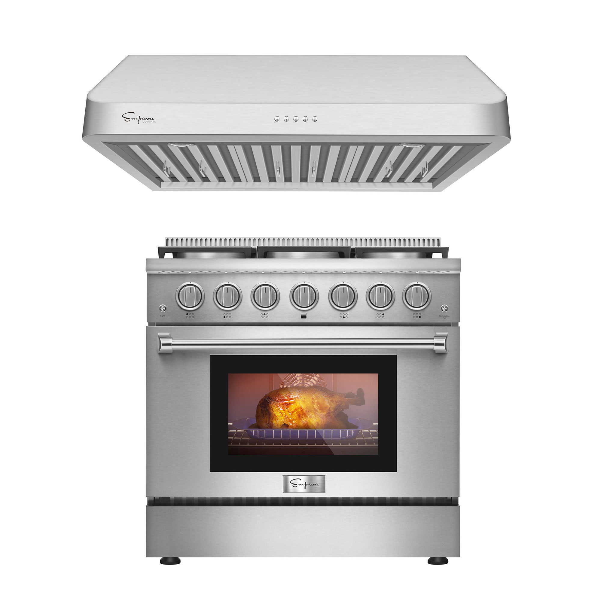 Empava 2 Piece Kitchen Appliance Package with 36'' Gas SlideIn Range