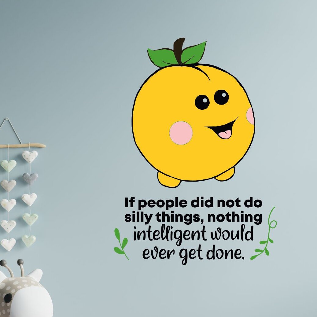 Zoomie Kids Silly Things Orange Fruit Life Cartoon Quotes Wall Decal |  Wayfair