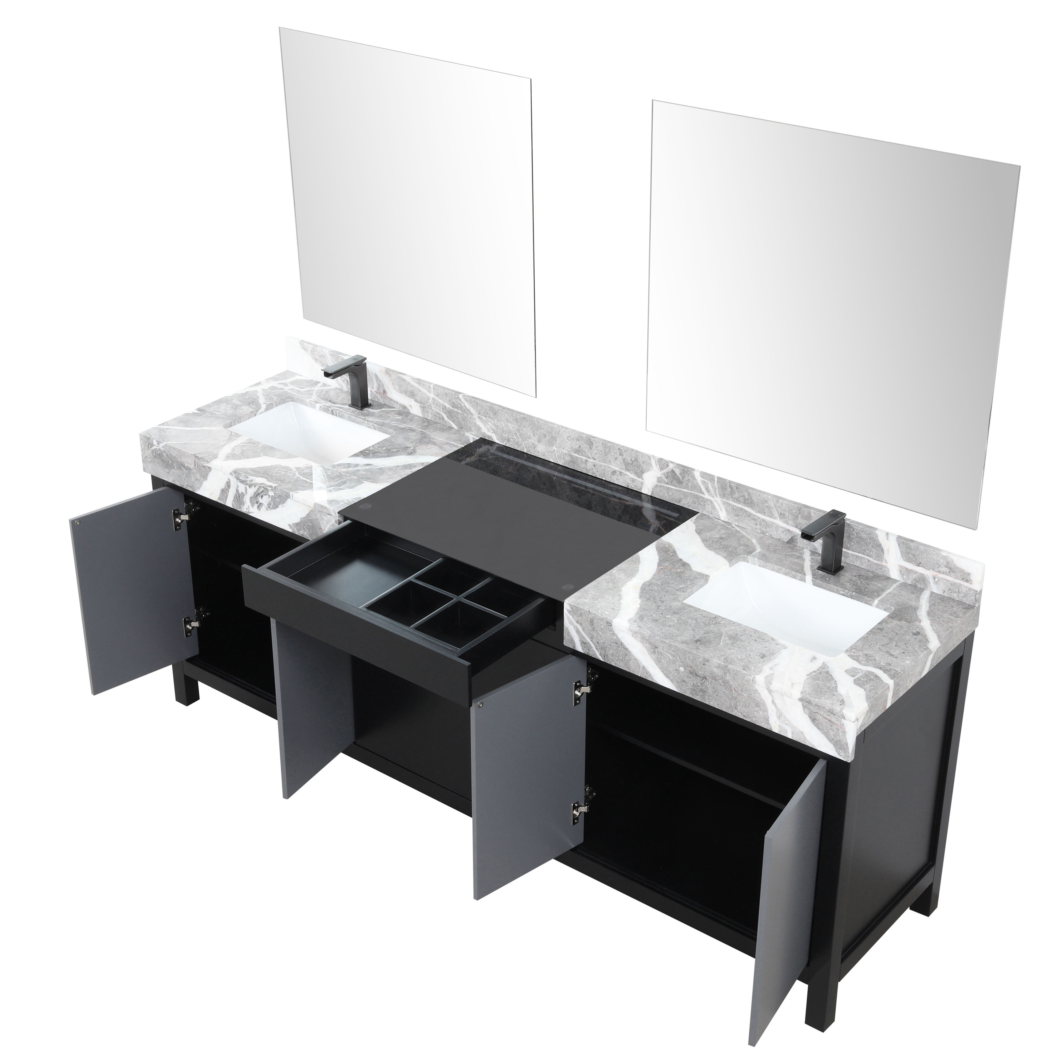 Latitude Run® Zilara 84 Inch Bathroom Vanity Complete Set In Black And Grey, With Faucet | Wayfair