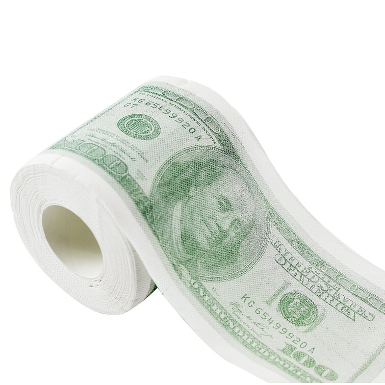 2 ROLLS $100 Hundred Dollar Bill Bathroom Toilet Tissue Gift Prank Humor FUNNY 