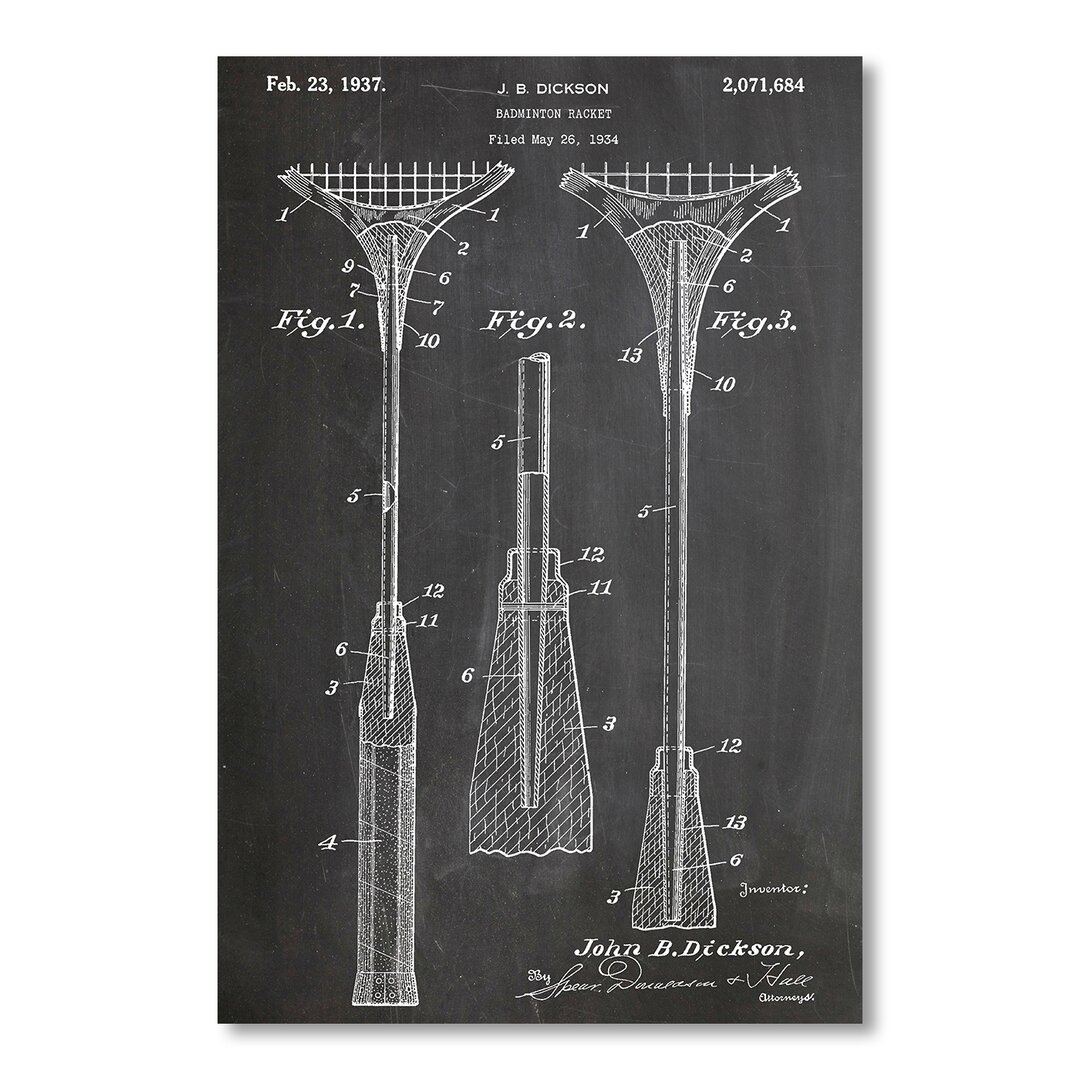 Badminton Racket - Unframed Graphic Art on Paper black