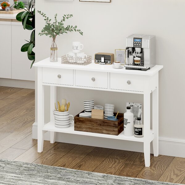 Dressing Console Table  Entry Hallway Side Table Accent Sideboard w/ 3 Drawers 