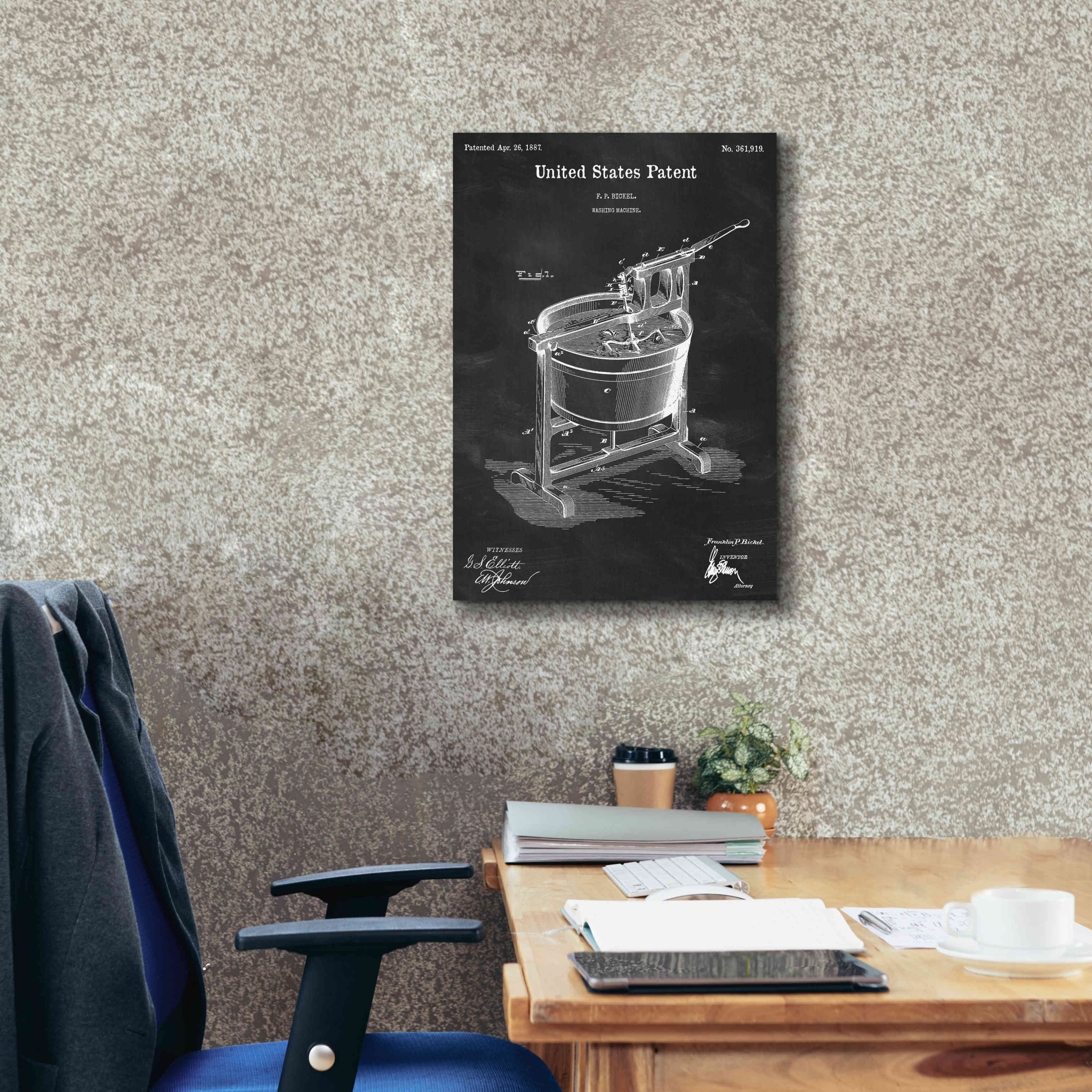 17 Stories Washing Machine Blueprint Patent Chalkboard On Canvas by