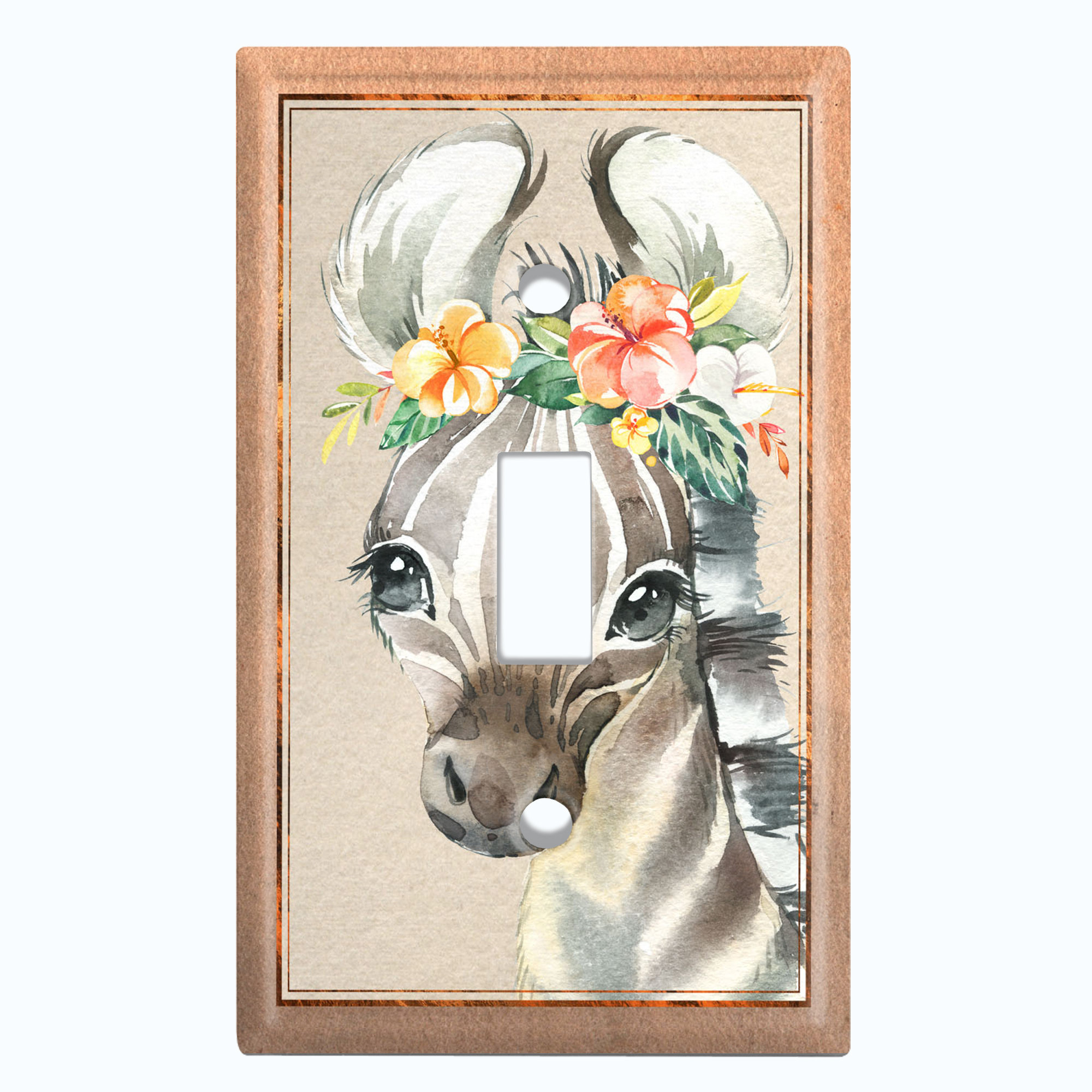 WorldAcc Metal Light Switch Plate Outlet Cover (Cute Animals Twin Zebra  Stripes Flowers Beige - Single Toggle) - Wayfair Canada