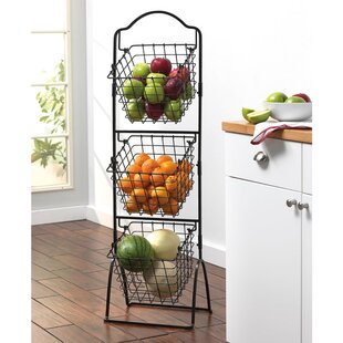 US Iton 3 Tiers Bin Shelf Kitchen Wall Mount Rack Fruit Basket Holder Storage 