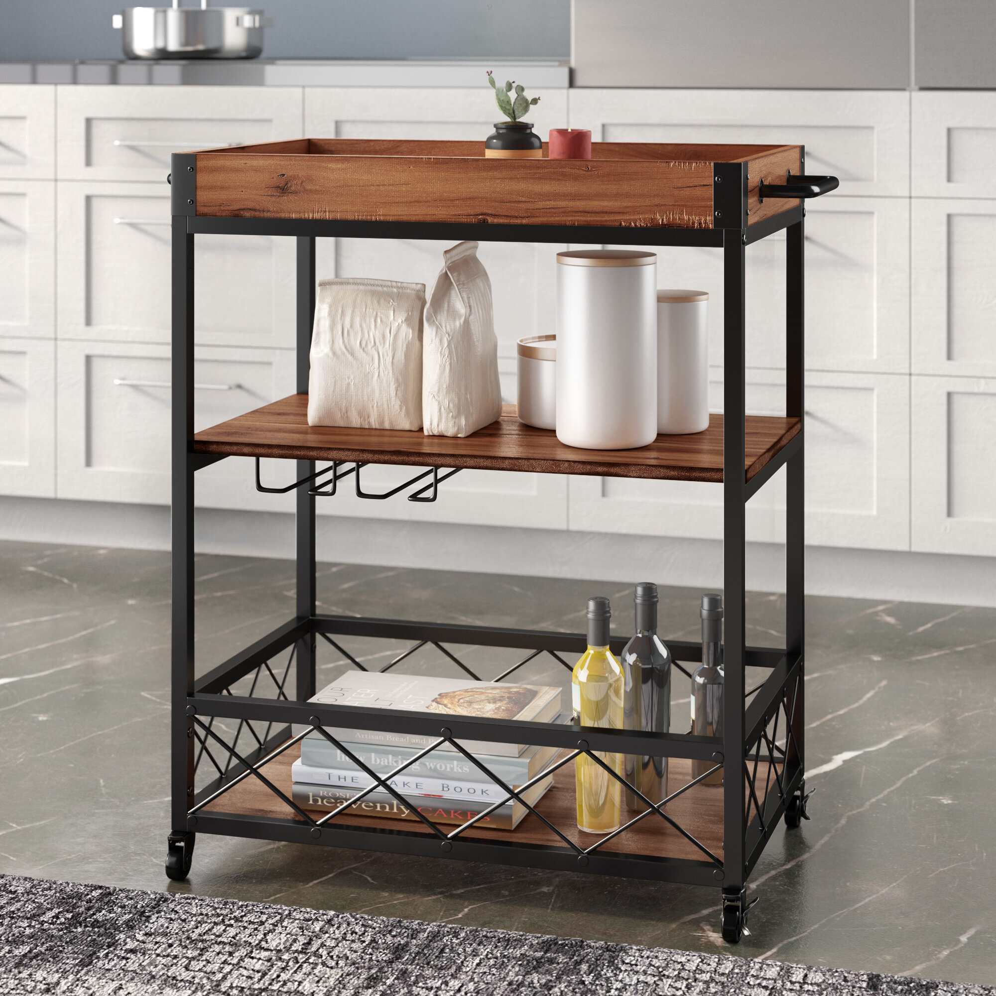 3 Tier Rolling Kitchen Trolley Cart Serving Dining Storage Shelf W/Removable Top 