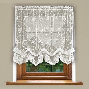 Vintage Off White Cream Floral Lace Curtain Panel 