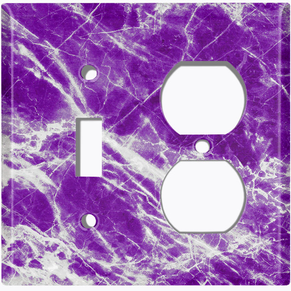 Metal Light Switch Plate Cover Abstract Shaded Blocks Purple Home Decor 