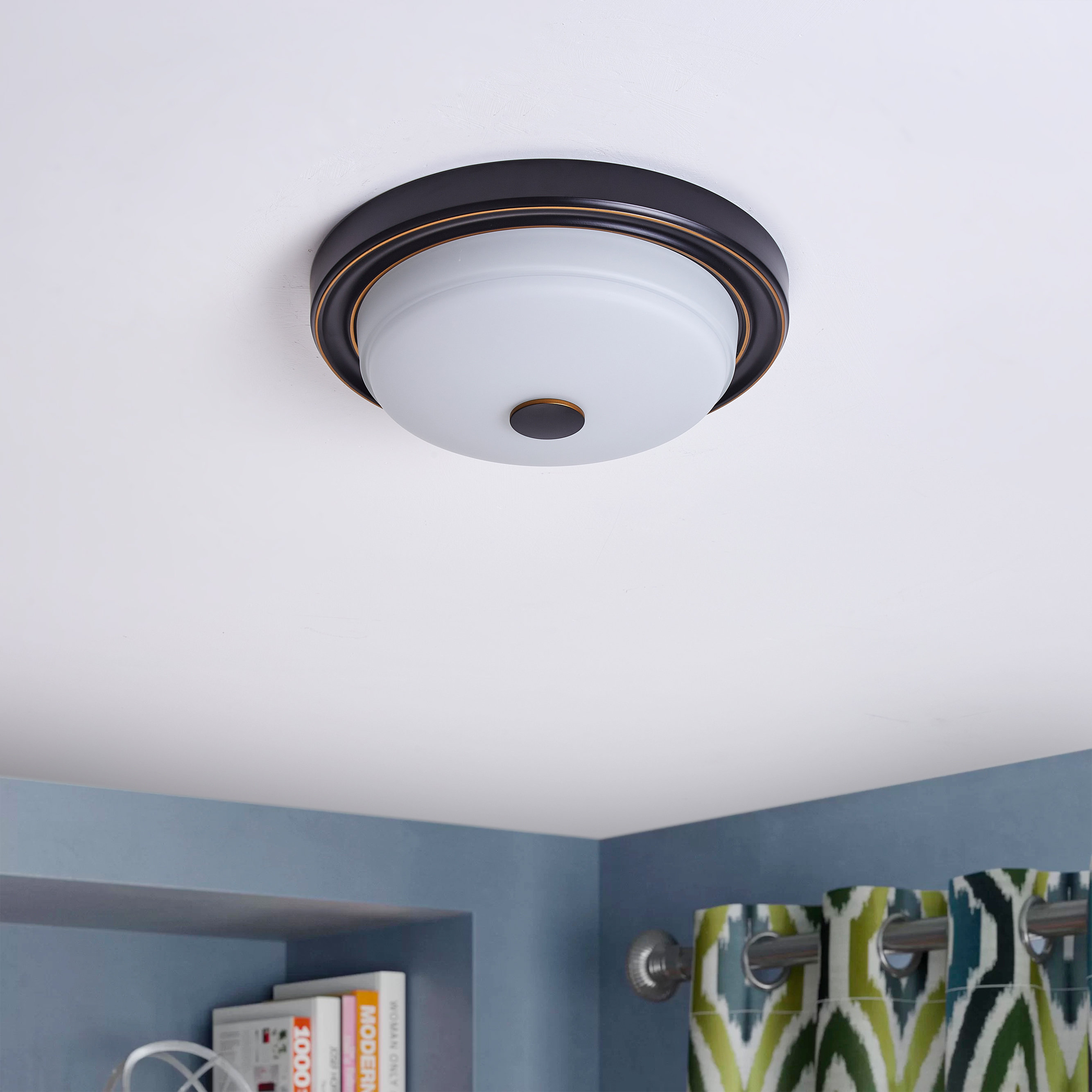 Ebern Designs Tishauna Black Flush Mount Dimmable Simple Drum Modern