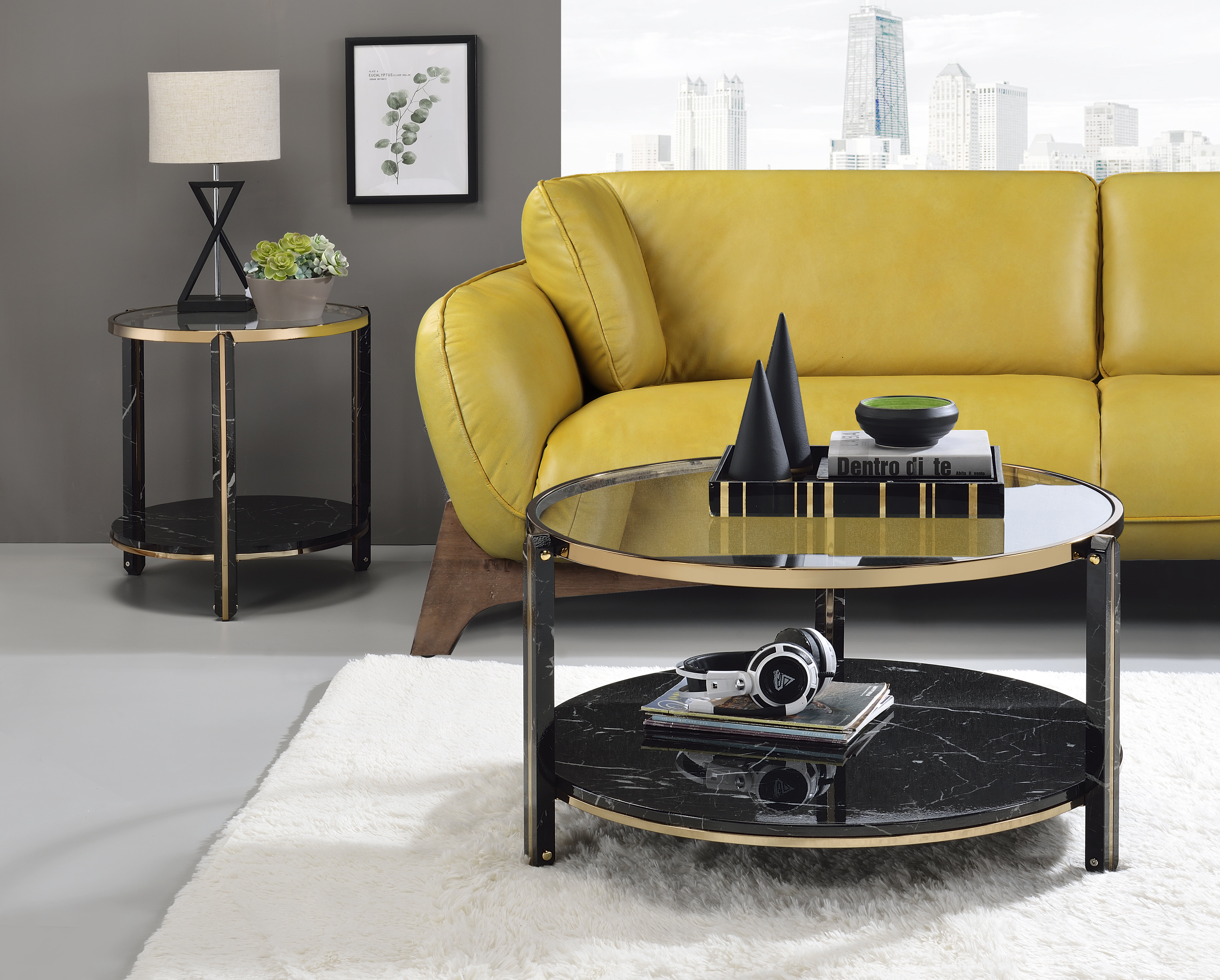 New Contemporary Round Shaped Side Table in 2 Different Designs 