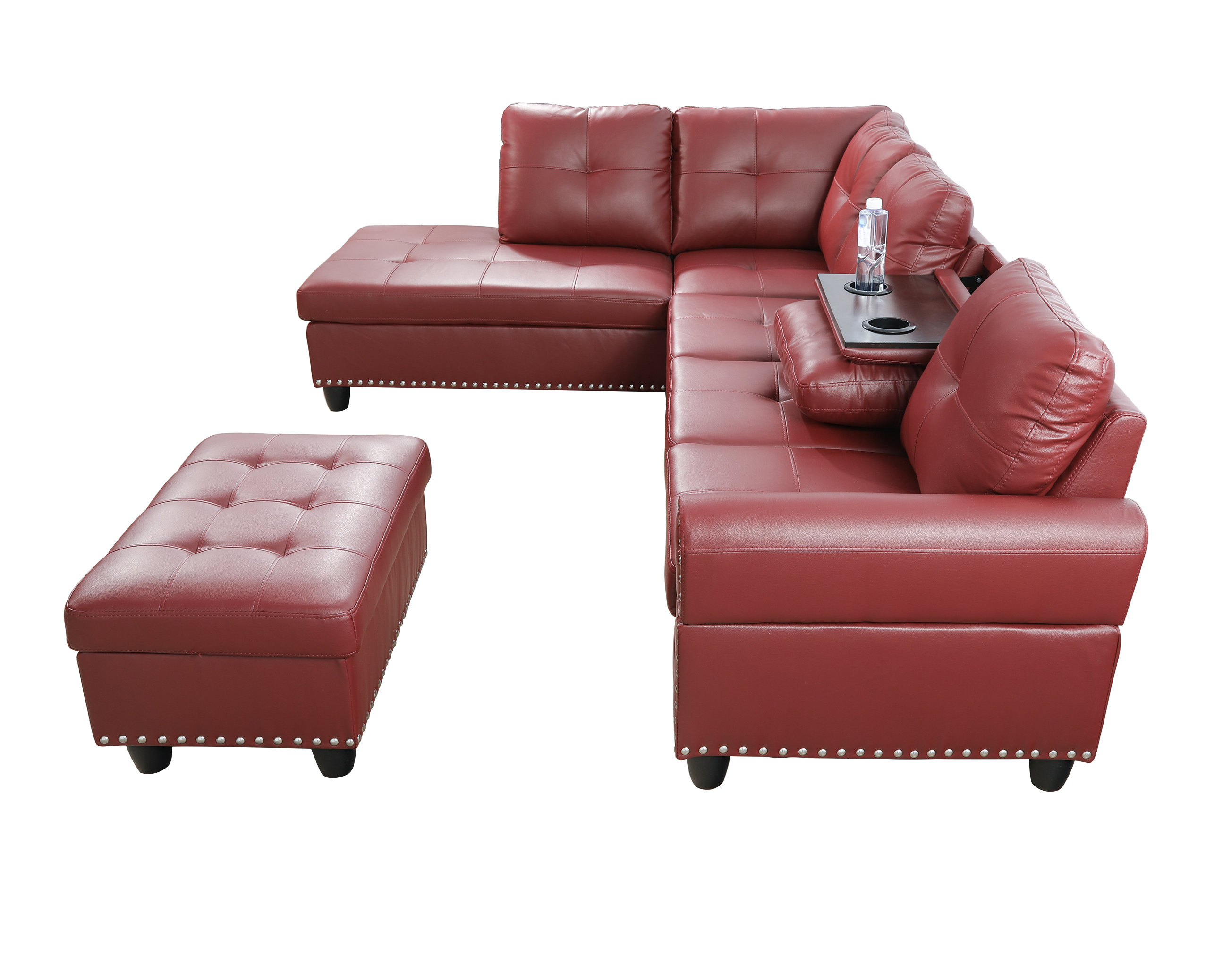 Latitude Run® Monika Faux leather Sofa & Chaise with Ottoman & Reviews