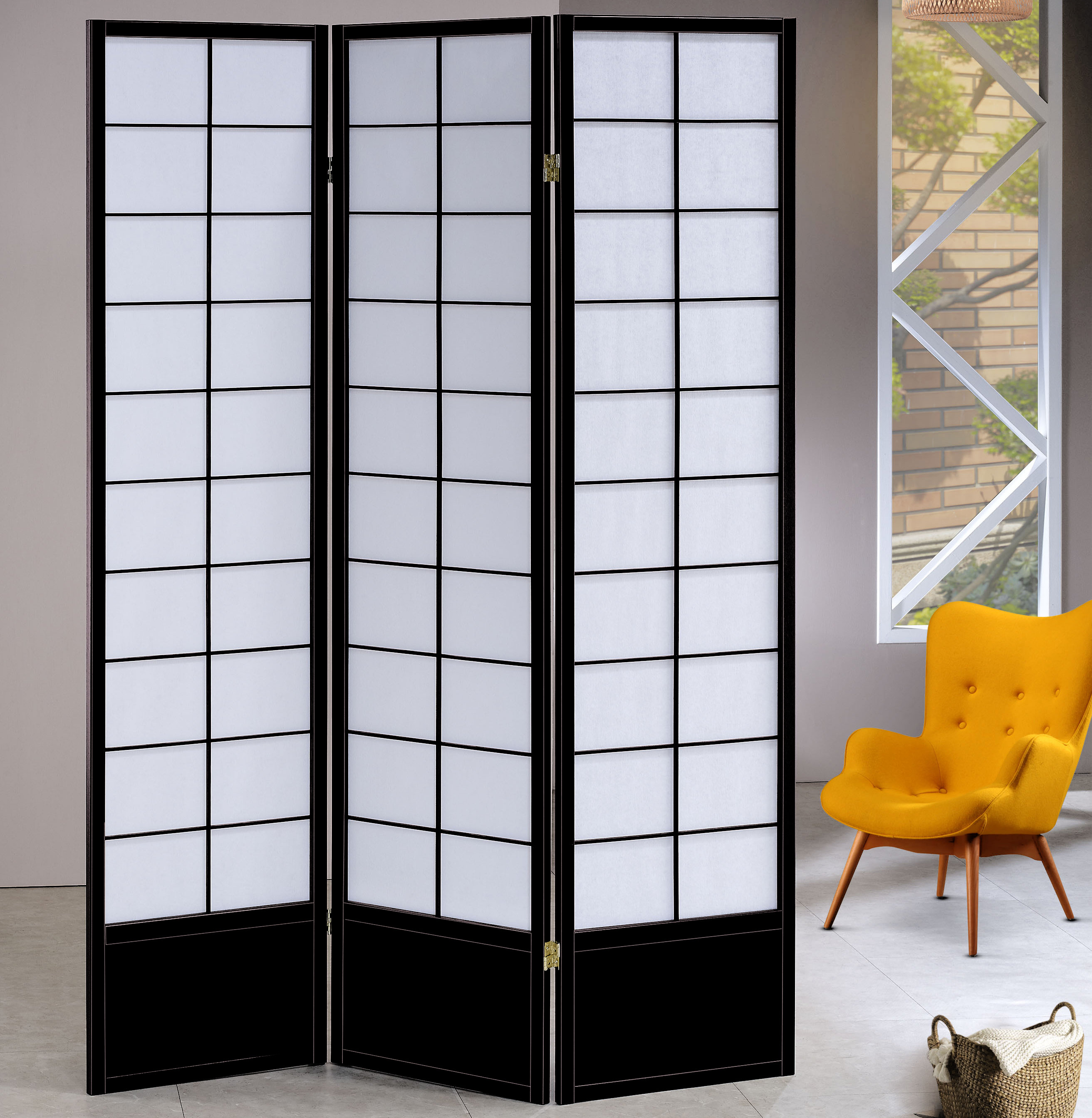 Asia Direct Home Products 54'' W x 71'' H 3 Panel Solid Wood Folding Room Divider & Reviews