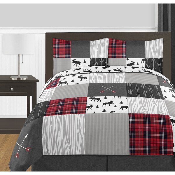 Details about   Flannel Comforter Red and Black 4 Piece Set Plaid Reversible Down 