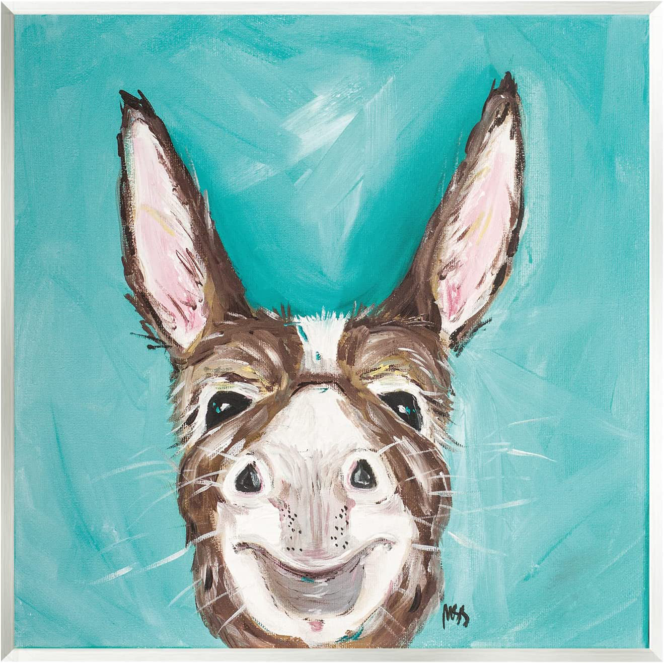 August Grove® Silly Smiling Donkey Bold Turquoise Thick Brushstr Silly