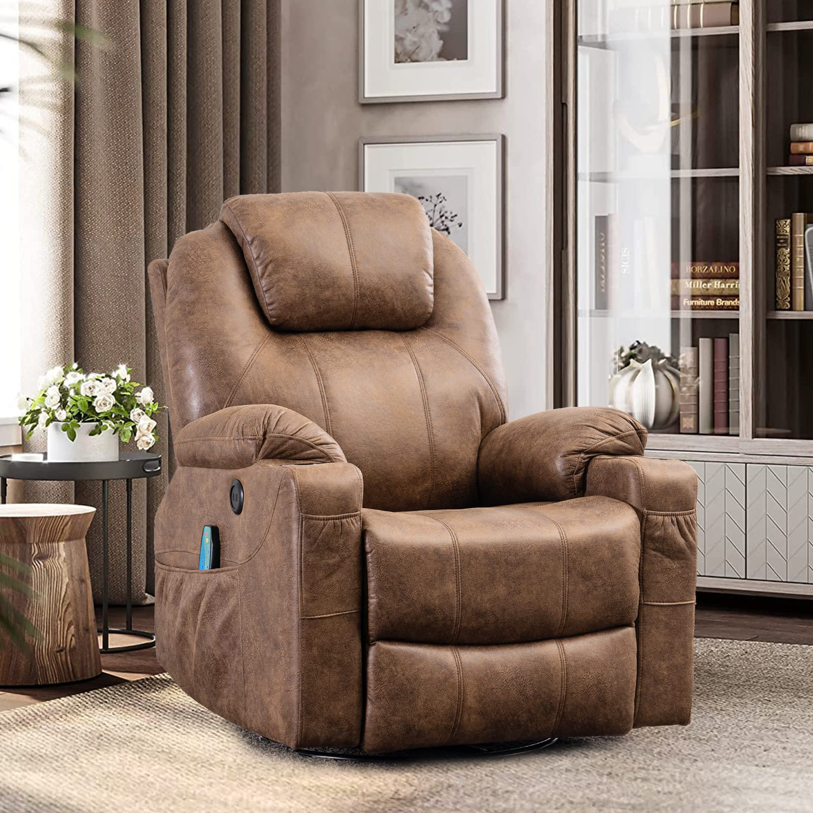 Red Barrel Studio® Deauna 35" Wide Faux Leather Manual Swivel Recliner