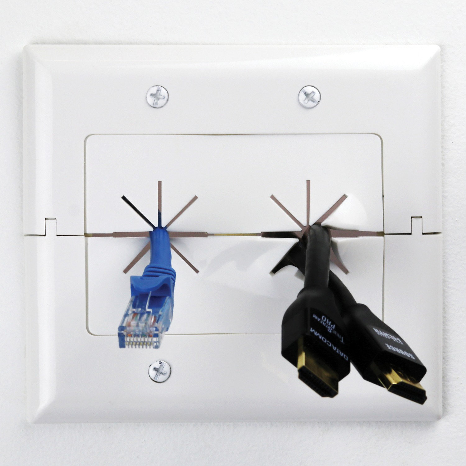 2Gang Split Plate With Flexible Opening (Light Almond) Wayfair