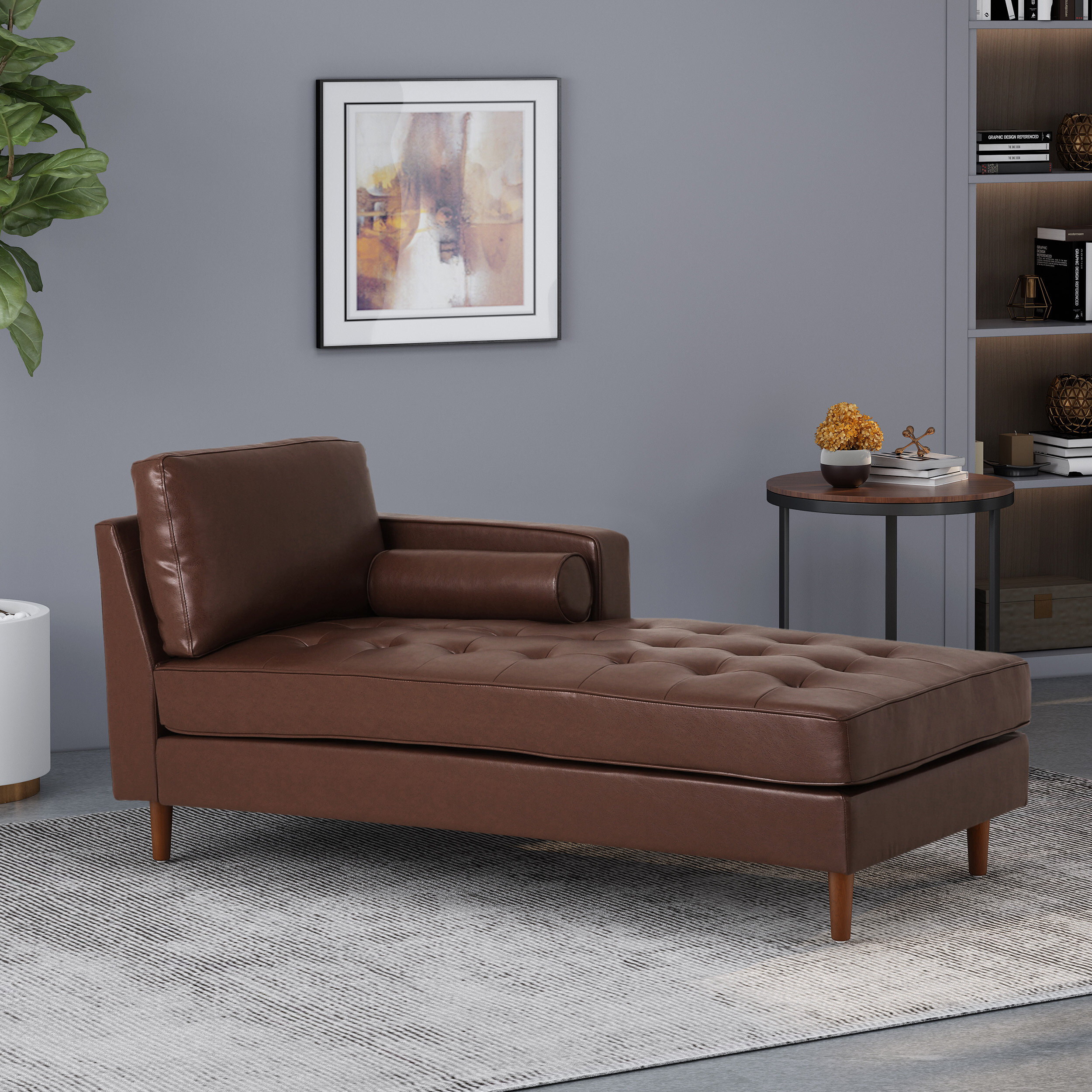Purtell Vegan Leather Chaise Lounge