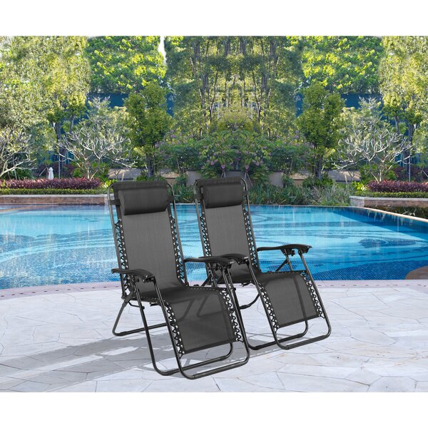 2PCS Zero Gravity Reclining Chairs Foldable Beach Back Yard Relax Afternoon 