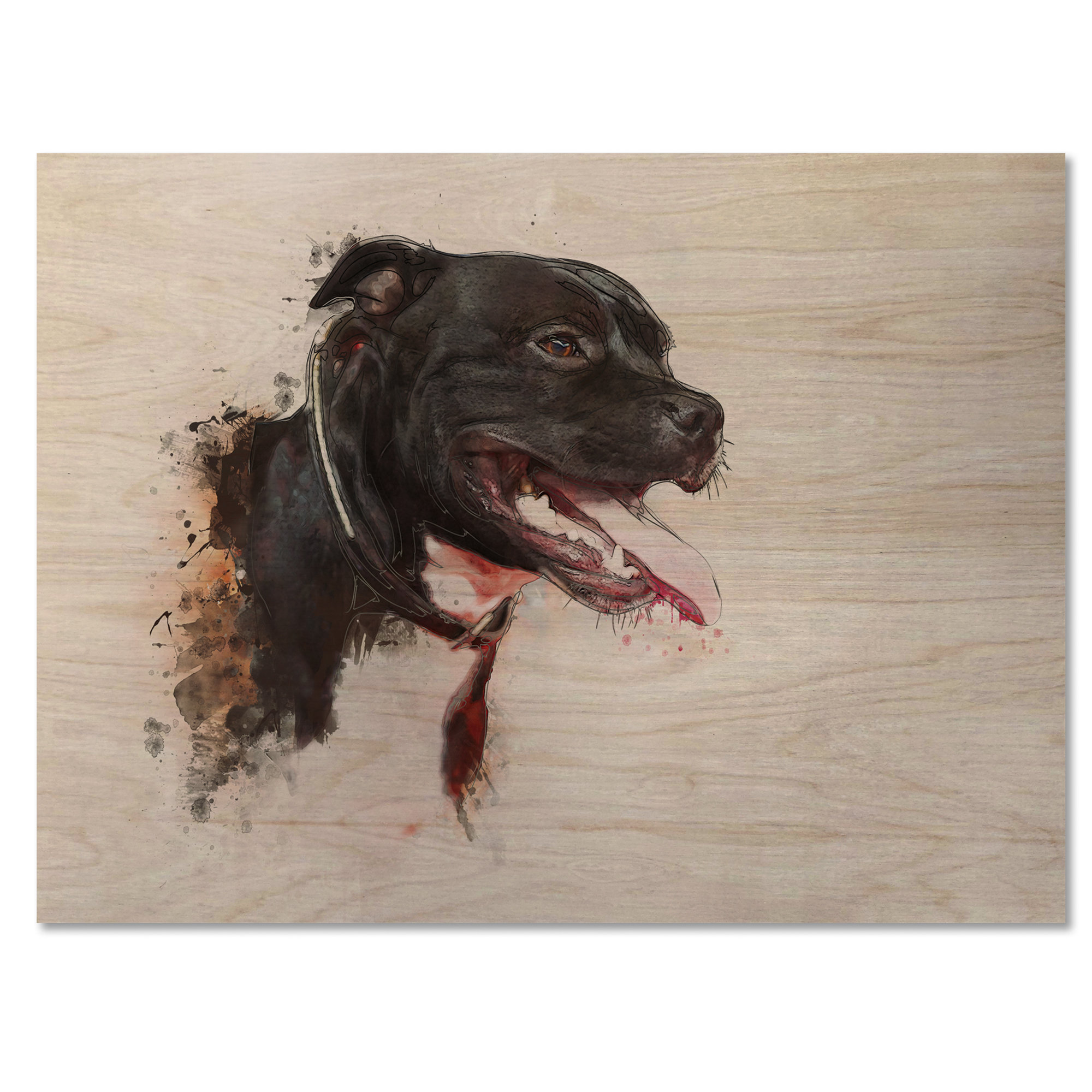 Winston Porter Dog Pit Bull Design Unframed Painting on Wood Wayfair